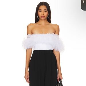 NWT Free People Big Love Bodysuit Women's S White Off The Shoulder Snap Closure